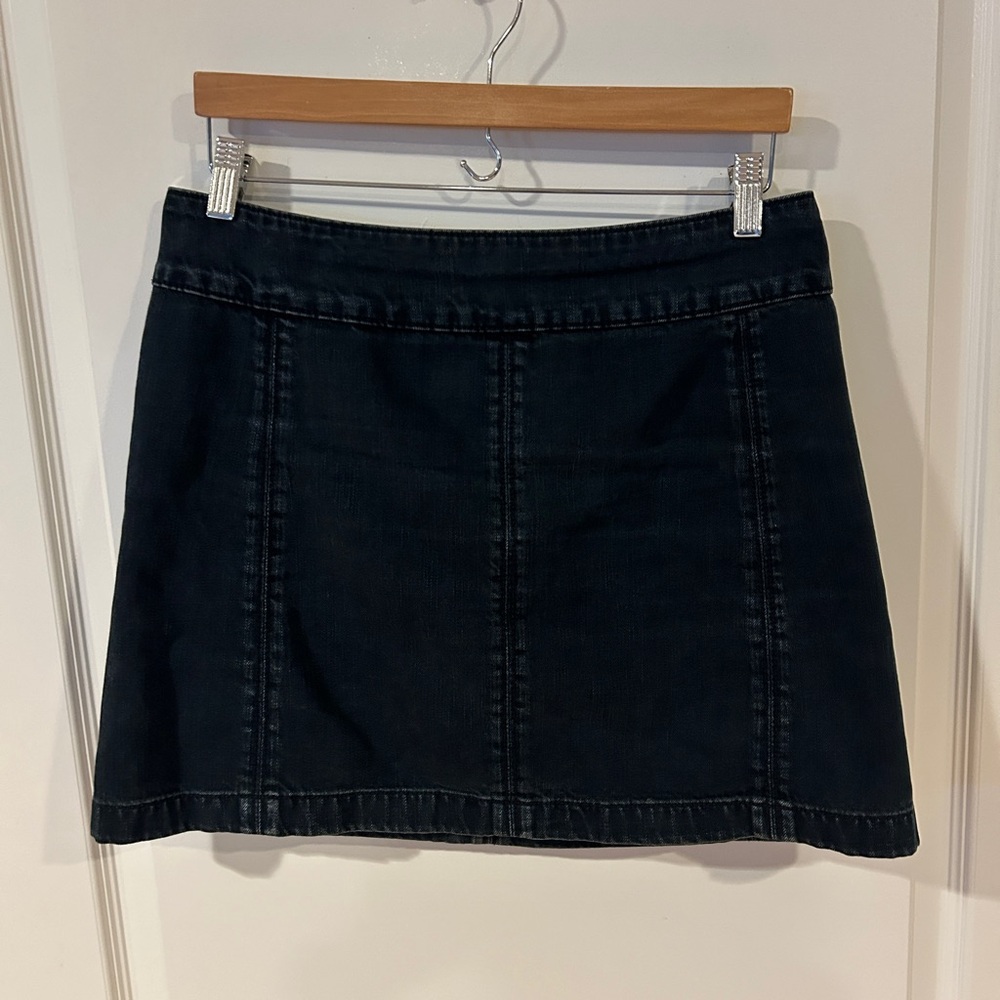Free people black denim mini skirt